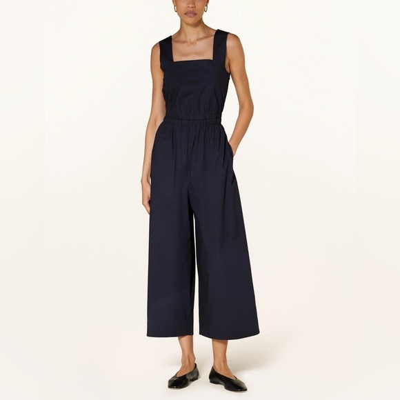 COS Women's Cotton Sleeveless Wide Leg Jumpsuit Cut Out Back Size 8 Black - Picture 1 of 11